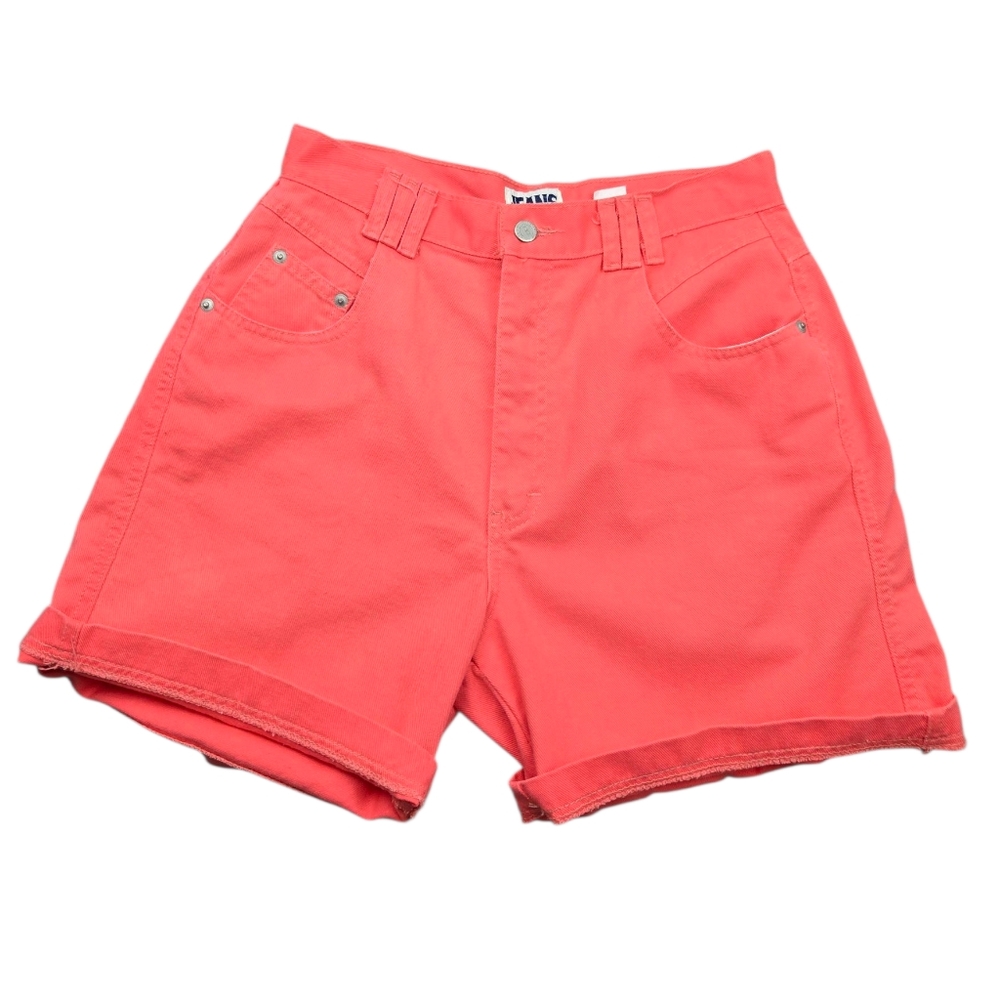 Vintage 90s High Rise Mom Shorts Coral Pink Maximalist Neon Cotton